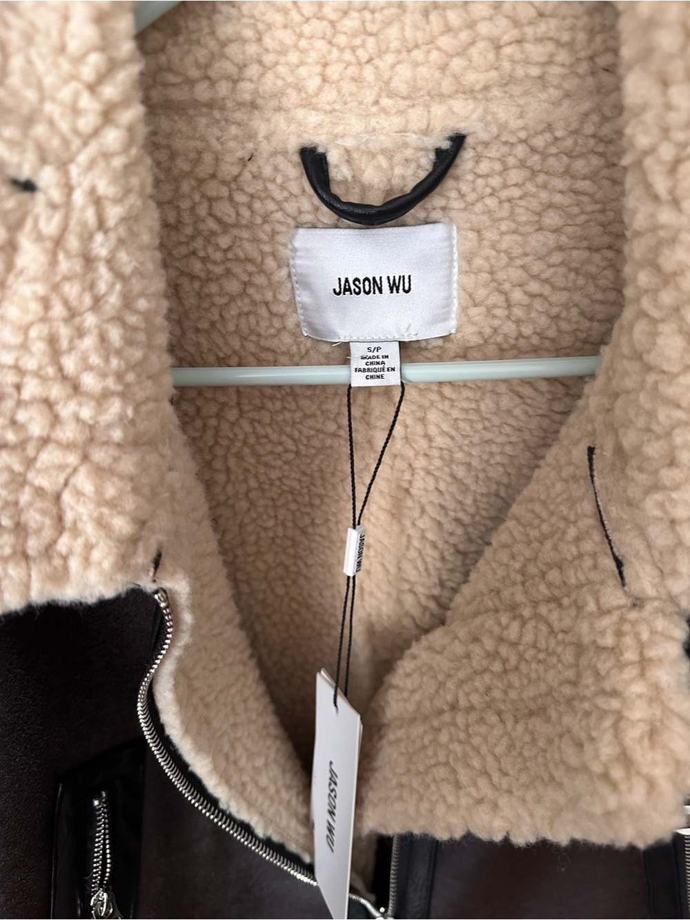 NWT Jason Wu Aviator Jacket Faux Fur Lined Faux Leather crop jacket - Picture 4 of 9